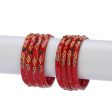 Afast Designer Fancy Party Bangle  Kada Set, Red, Glass, Pack Of 8 Sale