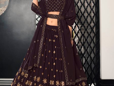 Myra Purple Georgette Embroidered Designer Lehenga Online Sale