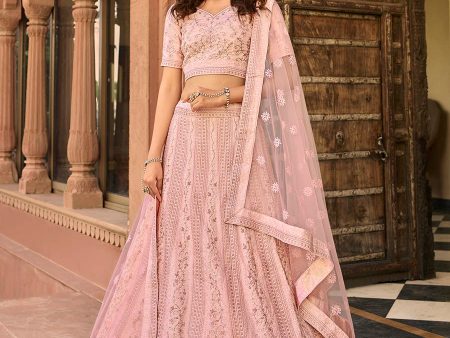 Myra Baby Pink Organza Embroidered Lehenga Online now