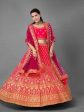 Myra Pink Heavy Embroidered Satin Bridal Lehenga Discount