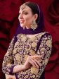 Myra Purple Georgette Embroidered Anarkali Pant Style Suit Online Sale