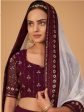 Myra Plum Georgette Embroidered Designer Lehenga on Sale