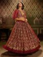 Myra Maroon Embroidered Net Lehenga Online Hot Sale