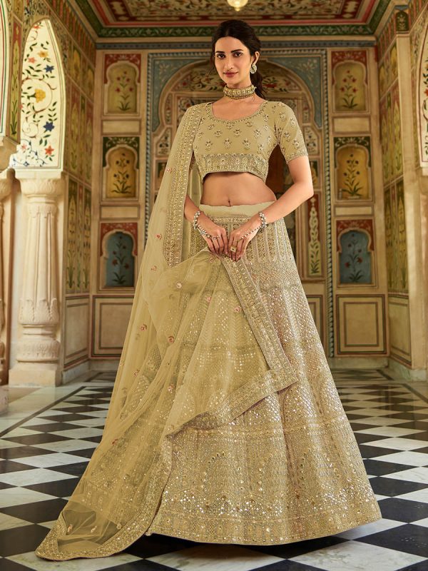 Myra Wedding Wear Pista Organza Embroidered Lehenga Choli on Sale