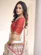 Myra White and Red Art Silk Heavy Embroidered Lehenga For Cheap