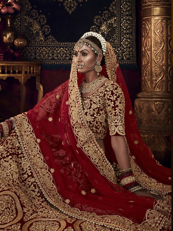 Myra Red Heavy Embroidered Bridal Designer Lehenga Supply