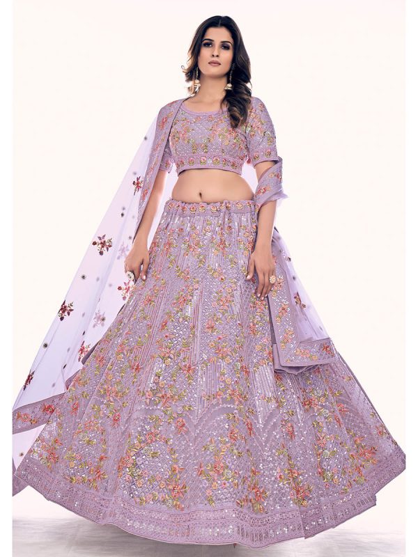 Myra Lilac Soft Net Embroidered Designer Lehenga Choli Online now