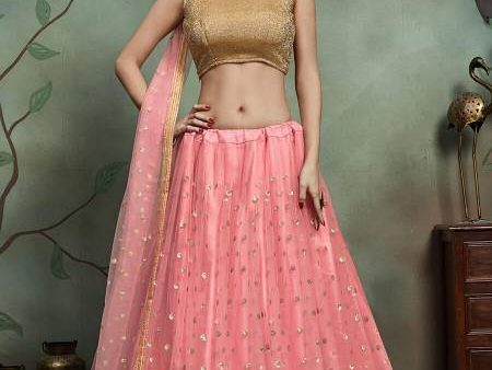 Myra Baby Pink Soft Net Heavy Embroidered Lehenga Online Sale