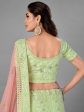 Myra Pista Heavy Embroidered Soft Net bridal Lehenga on Sale