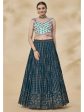 Myra Teal Green Georgette Embroidered Designer Lehenga Hot on Sale