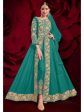 Myra Sky Blue Georgette Embroidered Anarkali Pant Style Suit on Sale