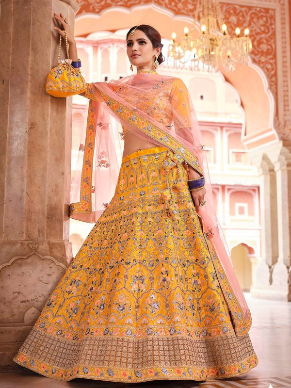 Myra Mustard Yellow Designer Hand work Lehenga Sale