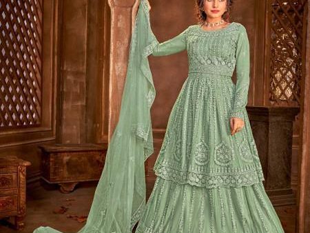 Myra Sea Green Heavy Embroidered Gharara Suit Online now