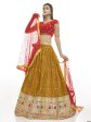 Myra Musturd Satin Georgette Embroidered Designer Lehenga Cheap