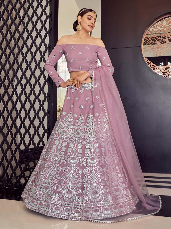 Myra Mauve Georgette Embroidered Designer Lehenga Supply