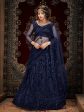 Myra Navy Blue Heavy Embroidered Net Lehenga For Discount