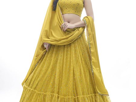 Myra Mustard Art Silk Designer Lehenga Sale