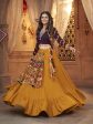 Myra Mustard Yellow Koti Style Viscose Rayon Embroidered Designer Navratri Special Lehenga on Sale