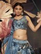 Myra Sky Blue Velvet Embroidered Designer Lehenga For Cheap