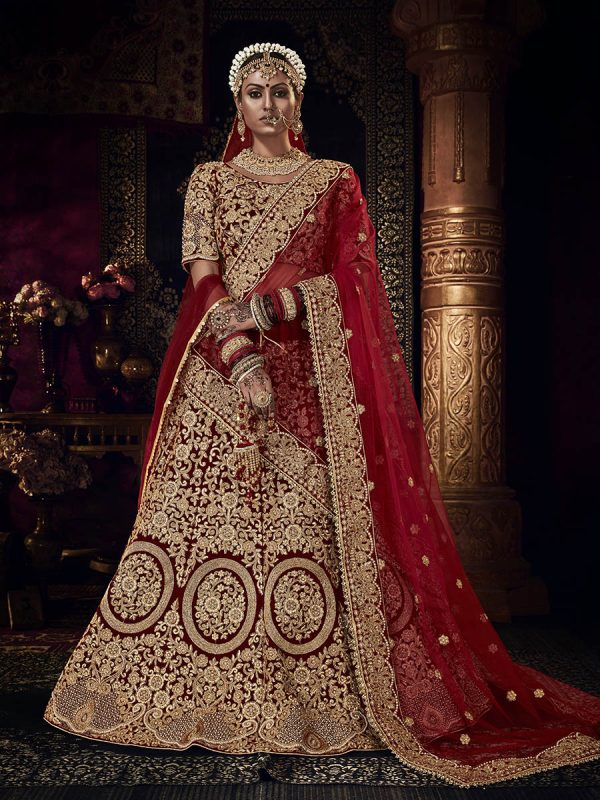 Myra Red Heavy Embroidered Bridal Designer Lehenga Supply