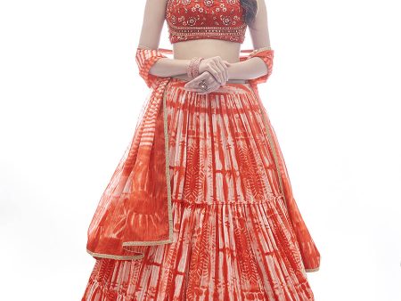 Myra Red Jaquard Embroidered Designer Lehenga Hot on Sale