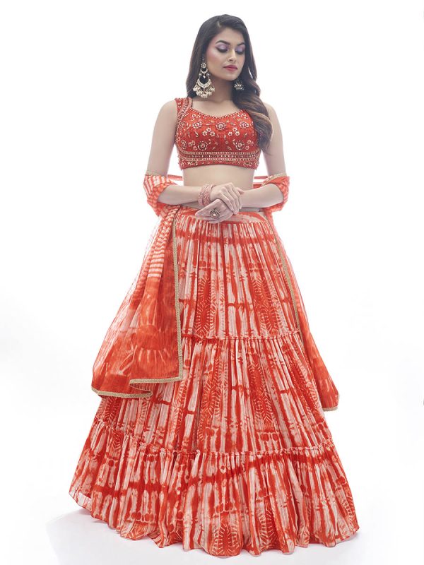 Myra Red Jaquard Embroidered Designer Lehenga Hot on Sale