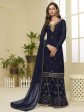 Myra Navy Blue Georgette Embroidered Palazzo Suit Online Hot Sale