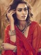 Myra Red Heavy Embroidered Net Bridal Lehenga on Sale