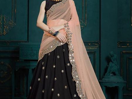 Myra Black Georgette Embroidered Lehenga Discount