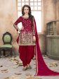 Myra Red Tafeta Silk Patiyala Suit Online now