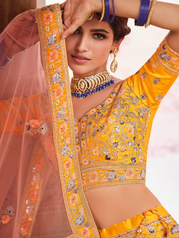 Myra Mustard Yellow Designer Hand work Lehenga Sale