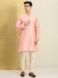 House of Pataudi Men Peach-Coloured Ethnic Motifs Printed Kurta Hot on Sale