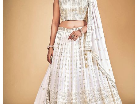 Myra White Georgette Real Georgette Lehenga Choli on Sale