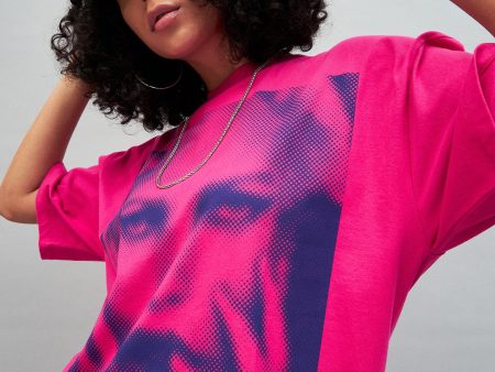 Lyush Women Barbie Pink Photographic Print Oversized T-shirt Online now