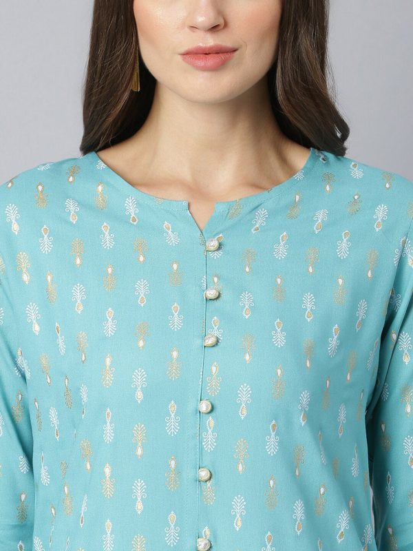 Khushal K Women Blue Printed Kurta with Palazzos Online Hot Sale