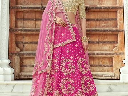 Myra Magenta Art Silk Lahanga Fashion