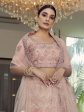 Myra Peach Organza Floral Print Embroidered Designer Lehenga Online