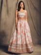 Myra White Organza Silk Embroidered Lehenga For Sale