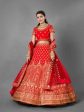 Myra Red Heavy Embroidered Satin Bridal Lehenga For Cheap