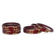 Afast Designer Fancy Party Bangle  Kada Set, Maroon, Glass, Pack Of 8 Cheap