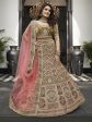 Myra Olive Green Velvet Embroidered Designer Lehenga For Cheap