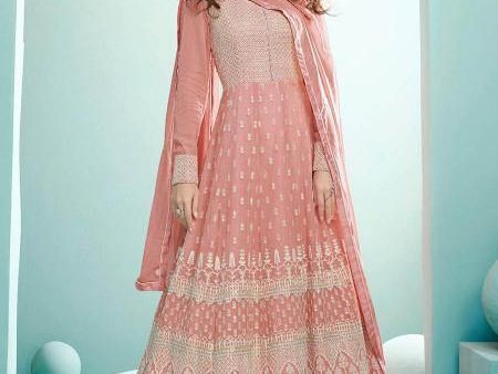 Myra Peach Real Georgette with Luckhnavi work Anarkali Suit For Sale