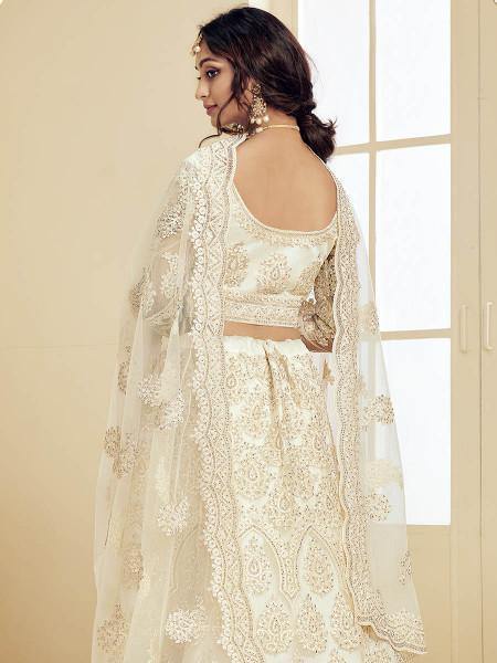 Myra Trendy Off White Heavy Embroidered Net Bridal Lehenga Online now