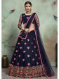 Myra Navy Blue Soft Net Heavy Embroidered Lehenga Fashion