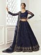 Myra Navy Blue Heavy Embroidered Net Bridal Lehenga Online