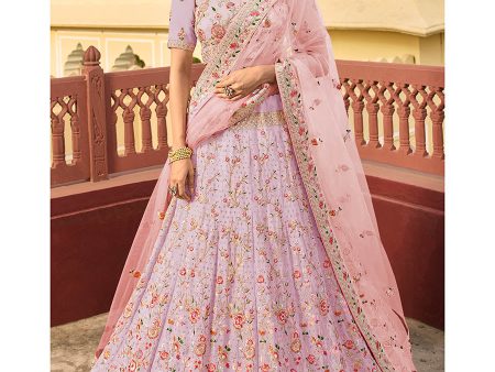 Myra Traditional Dark Pink Organza Embroidered Lehenga Choli Cheap