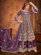 Myra Purple Heavy Embroidered Gharara Suit For Cheap