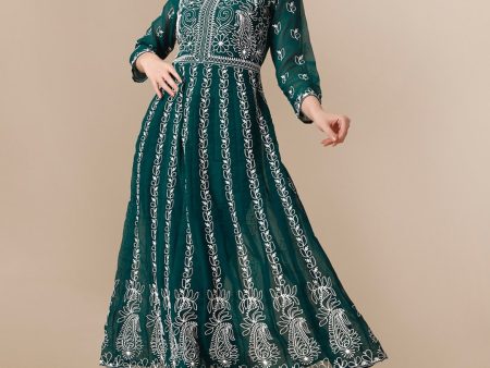 HERE&NOW Paneled Floral Embroidered Georgette Anarkali Kurta Sale