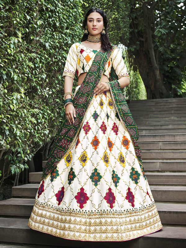 Myra White Silk Embroidered Designer Lehenga Choli For Cheap