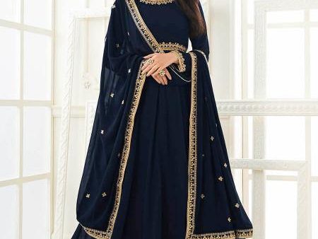 Myra Navy Blue Georgette Embroidered Anarkali Suit Supply